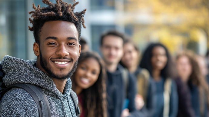Students smiling at the camera